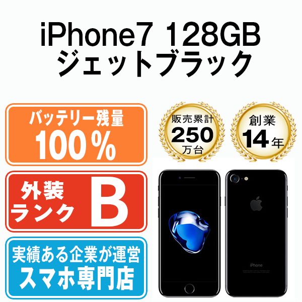 バッテリー100% 【中古】 iPhone7 128GB ジェットブラック SIMフリー