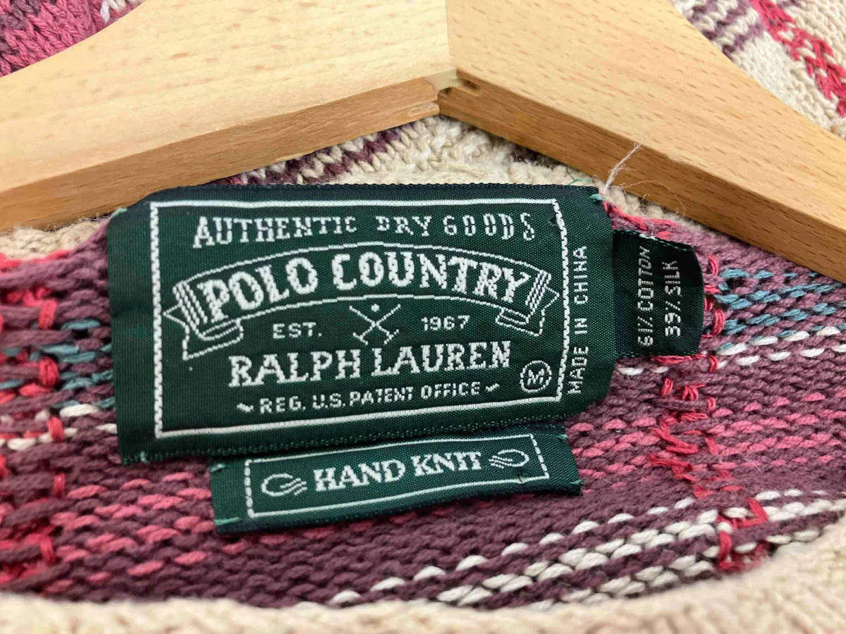 POLO COUNTRY/80s/緑タグ/シルク混/HAND KNIT /ニット破れ ポロ 