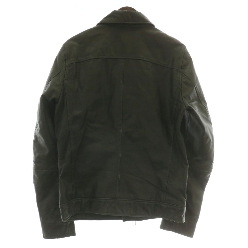 シップスジェットブルー SHIPS JET BLUE ダブルライダースジャケット ブルゾン アウター やぎ革 レザー ジップアップ L 緑 グリーン 124-35-0019 |XZ GY01