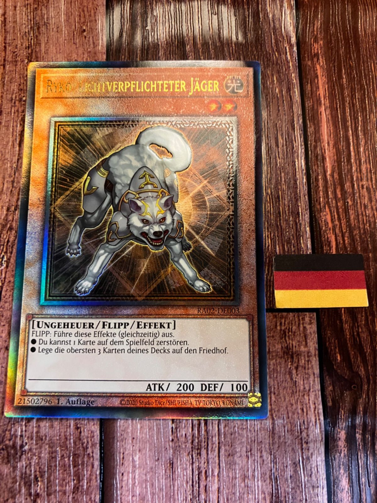 ドイツ　ライトロードハンターライコウ　英語　EU 遊戯王 英語版 ライトロード・ハンター ライコウ 25thレア RA02