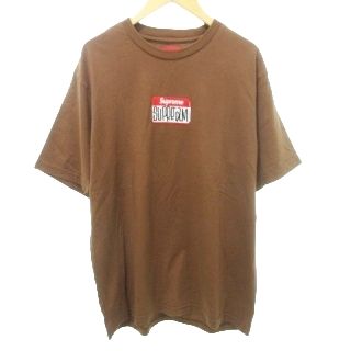 シュプリーム SUPREME 美品 21AW gonz nametag ゴンズ ネームタグ ロゴ ワンポイント Tシャツ 半袖 薄手 Sサイズ 茶  ブラウン