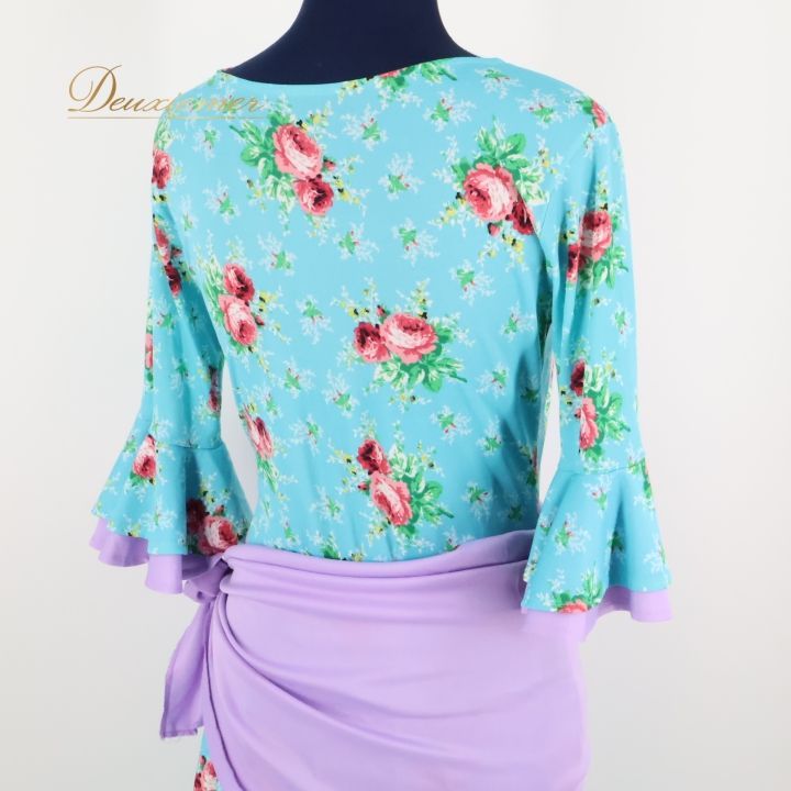 ベリーダンス フォークロア衣装 ワンピース ドレス ブルー系 水色 ピンク系 パープル系 紫 花柄 コスチューム 練習着 舞台 発表会 イベント スカート フ ダンスウェア リラックス おしゃれ ステージ衣装 フラワープリント かわいい LLC-HASEGAWATOSO_COM