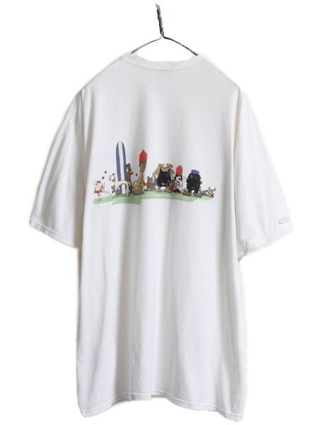 トップス00s Crazy Shirt ドッグ イラスト 3面 プリント Tシャツ XL