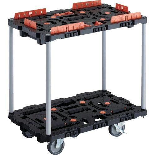 2営業日で発送 TRUSCO 連結式樹脂製2段台車 ビートル 700X450 自在5輪 内2輪ストッパー付 柵 とめたろう付 ハンドルなし BT720KJ5S2