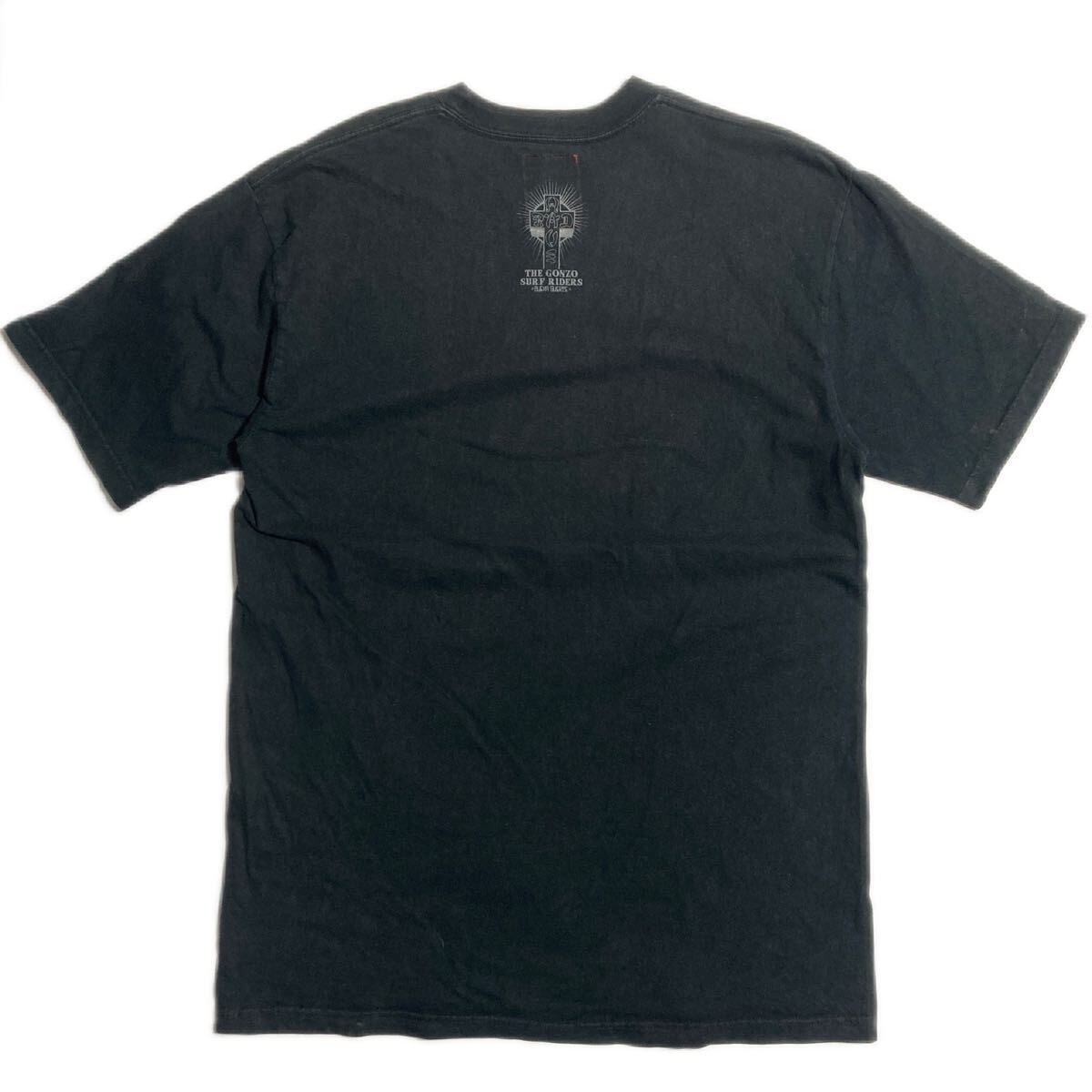 90s 00s GONZO SURFゴンゾーサーフ vintage 黒tee GONZO SURF ゴンゾー サーフ プリント Tシャツ 半袖 フェード ブラック