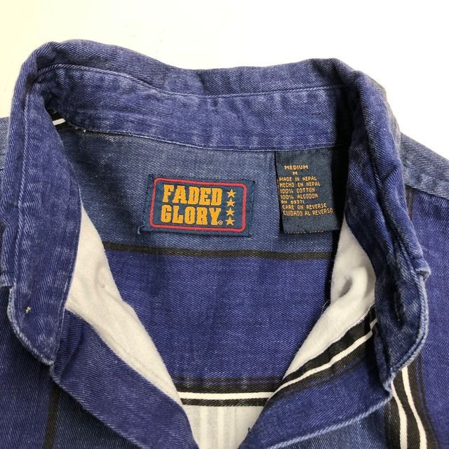 90s VINTAGE FADED GLORY デニム ストライプ柄 ボタンダウン