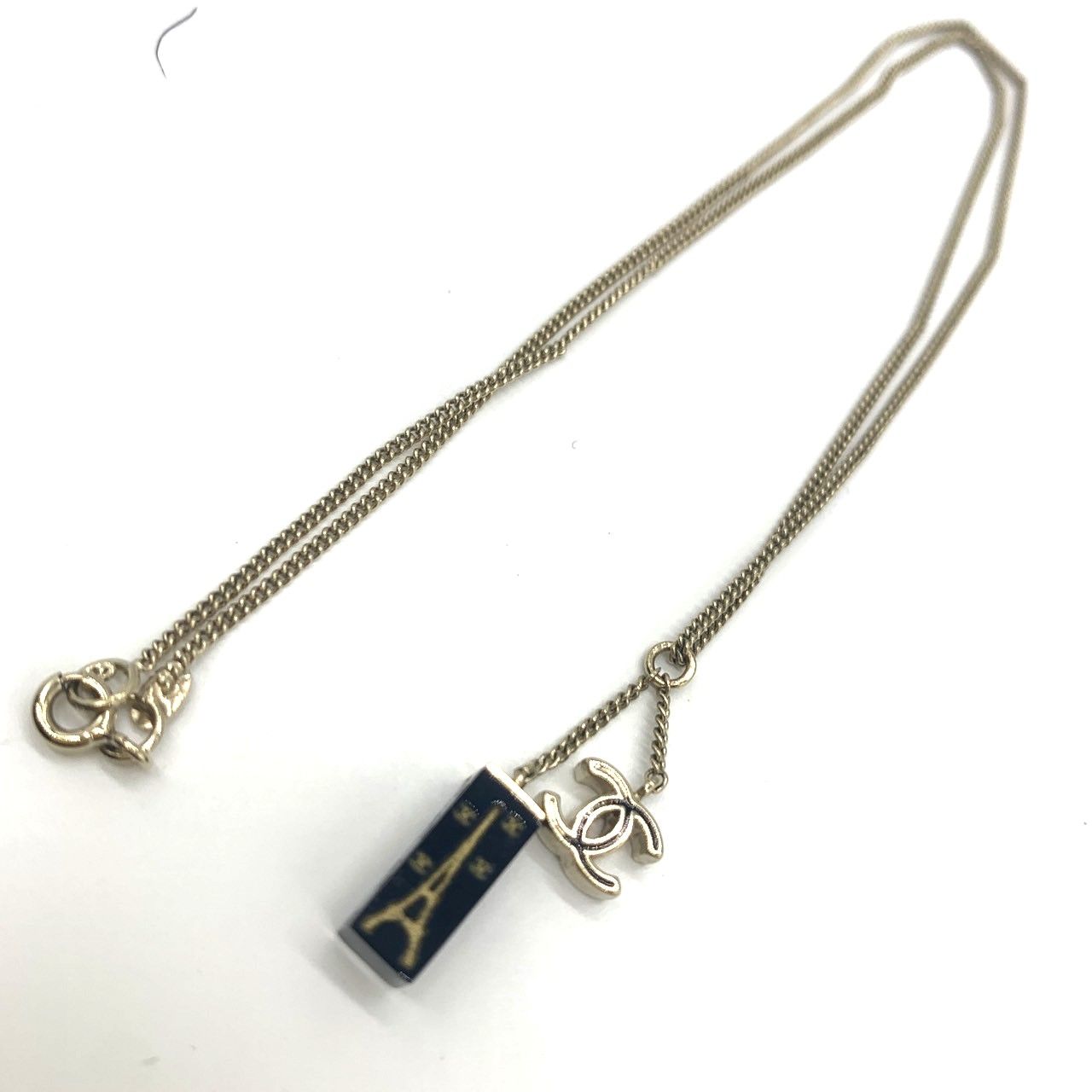 シャネル ネックレス エッフェル塔 ココマーク ゴールド 黒 CHANEL AB