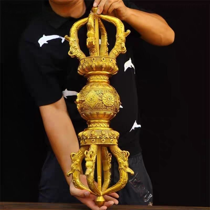 密教法具 五鈷杵 密教法具 チベット お守り 大々型 金剛杵寺院仏具 手道具 金剛杵真鍮仏具 27.5cm