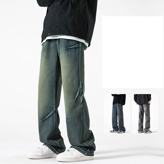 メンズ デニムパンツ ワイドジーンズ アメカジ R01596 ワイドパンツ メンズ デニムパンツ ジーンズ ジーパン ワイド