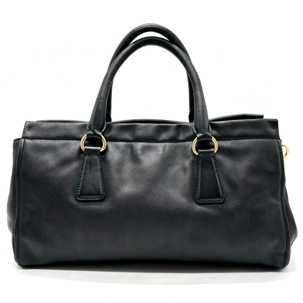 prada プラダ ハンドバッグ 三角ロゴ 白タグ ブラック ゴールド prada プラダ ハンドバッグ 三角ロゴ 白タグ ブラック ゴールド