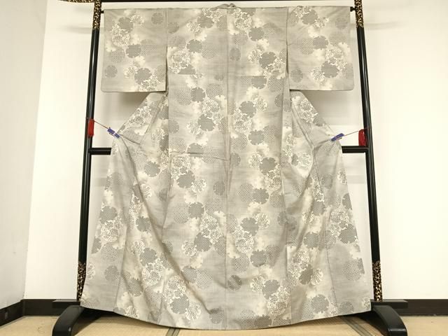 平和屋着物○本場大島紬 白大島 9マルキ 雪輪花文 正絹 逸品