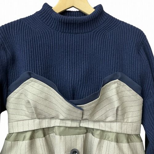 サカイ sacai 22AW 22AW ジャケット ドッキング ニット セーター