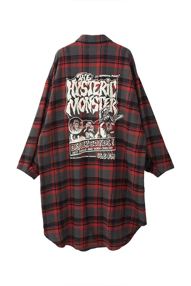 HYSTERIC GLAMOUR ヒステリックグラマー 01253AO04 FM MONDO RADIO チェックシャツワンピース RED 正規通販 レディース