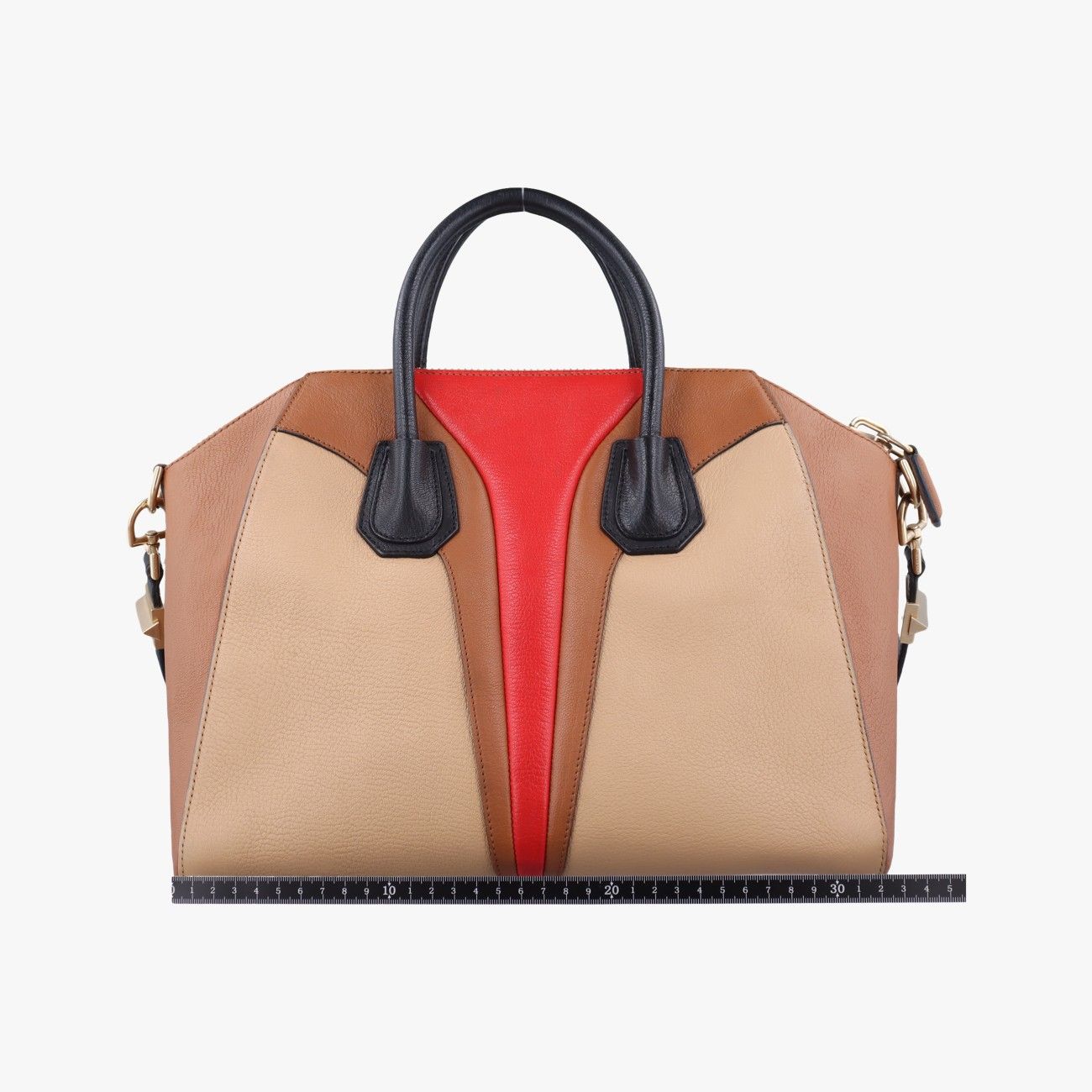 ジバンシーGivenchyアンティゴナ レッド×ブラウン×ベージュ レザー 3C0192