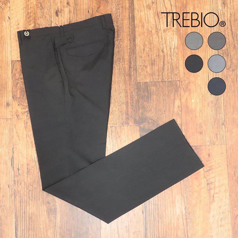 TREBIO/91cm/スラックス パンツさらっと なめらか ウール混 無地 ノータック 洗濯OK 上品 美脚 新品/グレー/id379/
