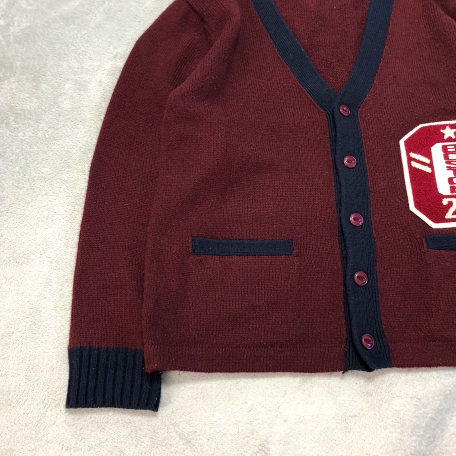 Champion ニットカーディガン ワッペン BOSTON ボストン ライン 