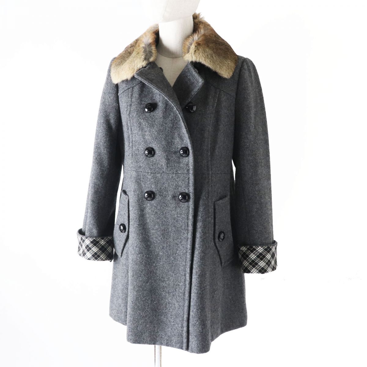 BURBERRY BLUE LABEL ファー付きコート