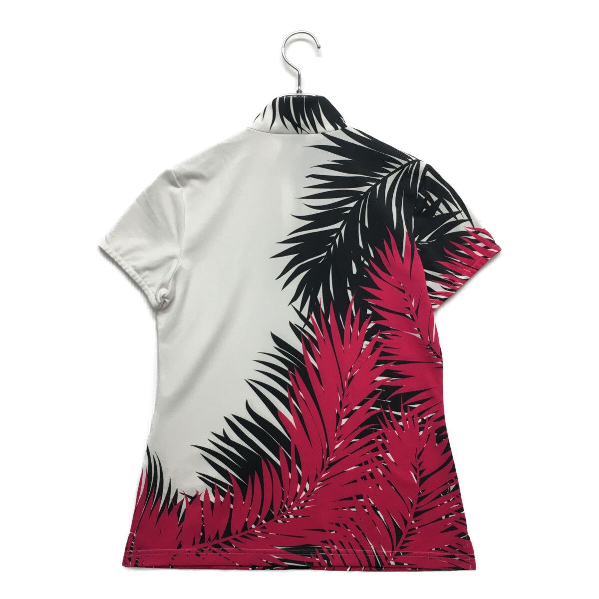 LANVIN - coco 中古 ランバンスポール LANVIN SPORT レディース 半袖シャツ 38(M) 白×ピンク×黒 ハーフジップ ボタニカル柄 中古 レディース ランバンスポール LANVIN SPORT 半袖シャツ 38