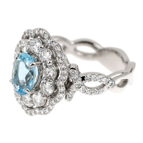 K18Pt900アクアマリンダイヤモンドリング Aquamarine Pt900/K18アクアマリン ダイヤモンドリング (NO