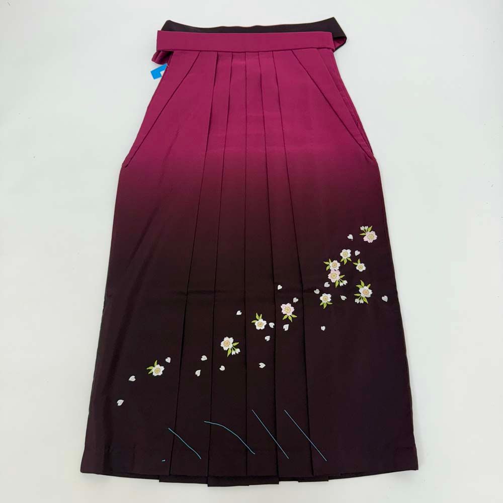 袴 S size 紐下丈87cm 行灯袴 卒業袴 女性用袴 ぼかし 刺繍 エンジ ピンク 4694