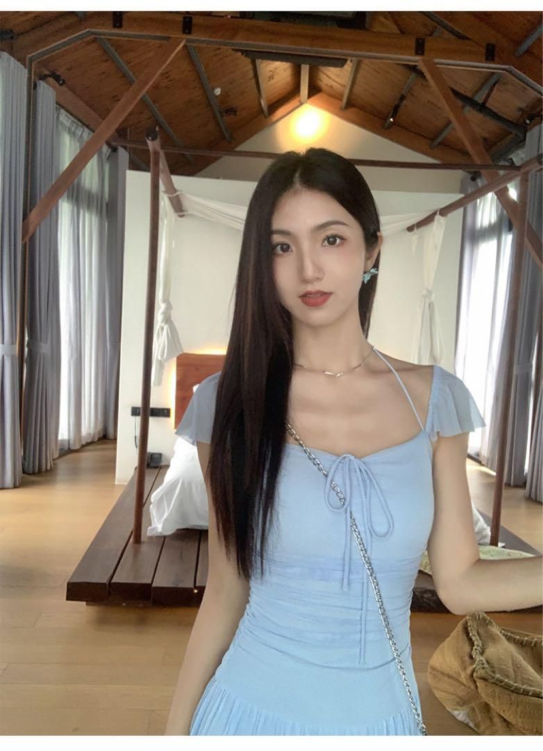 春のスクエアネックスカートモテ服ロングワンピ上品セクシー高見えアイテム