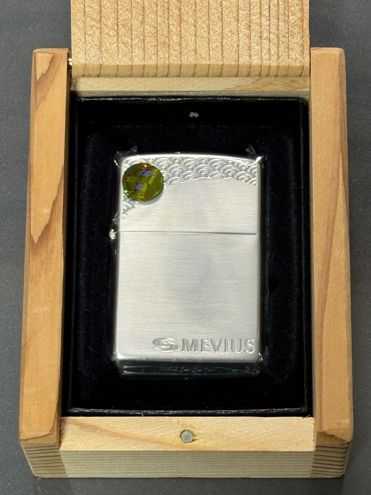 zippo MEVIUS JT NIPPON 品 メビウス 2012年製 2面刻印 タバコ銘柄 デットストック 木箱 保証書