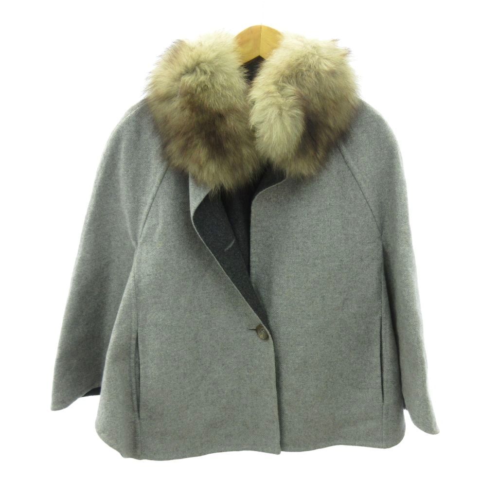 アルベルトビアーニ ALBERTO BIANI ポンチョ カシミヤ フォックスファー 42 グレー 1010