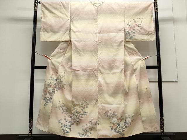 平和屋着物●訪問着　作家物　紬地　紅花染　草花文　正絹　逸品　CAAS9224th 平和屋着物○訪問着 作家物 紬地 紅花染 草花文 正絹 逸品