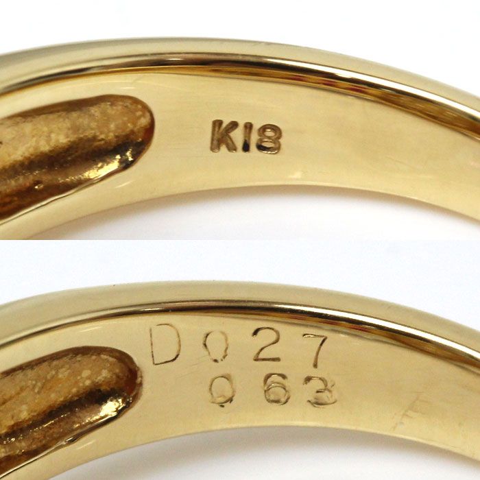 K18YG イエローゴールド ハートモチーフ リング・指輪 ダイヤモンド