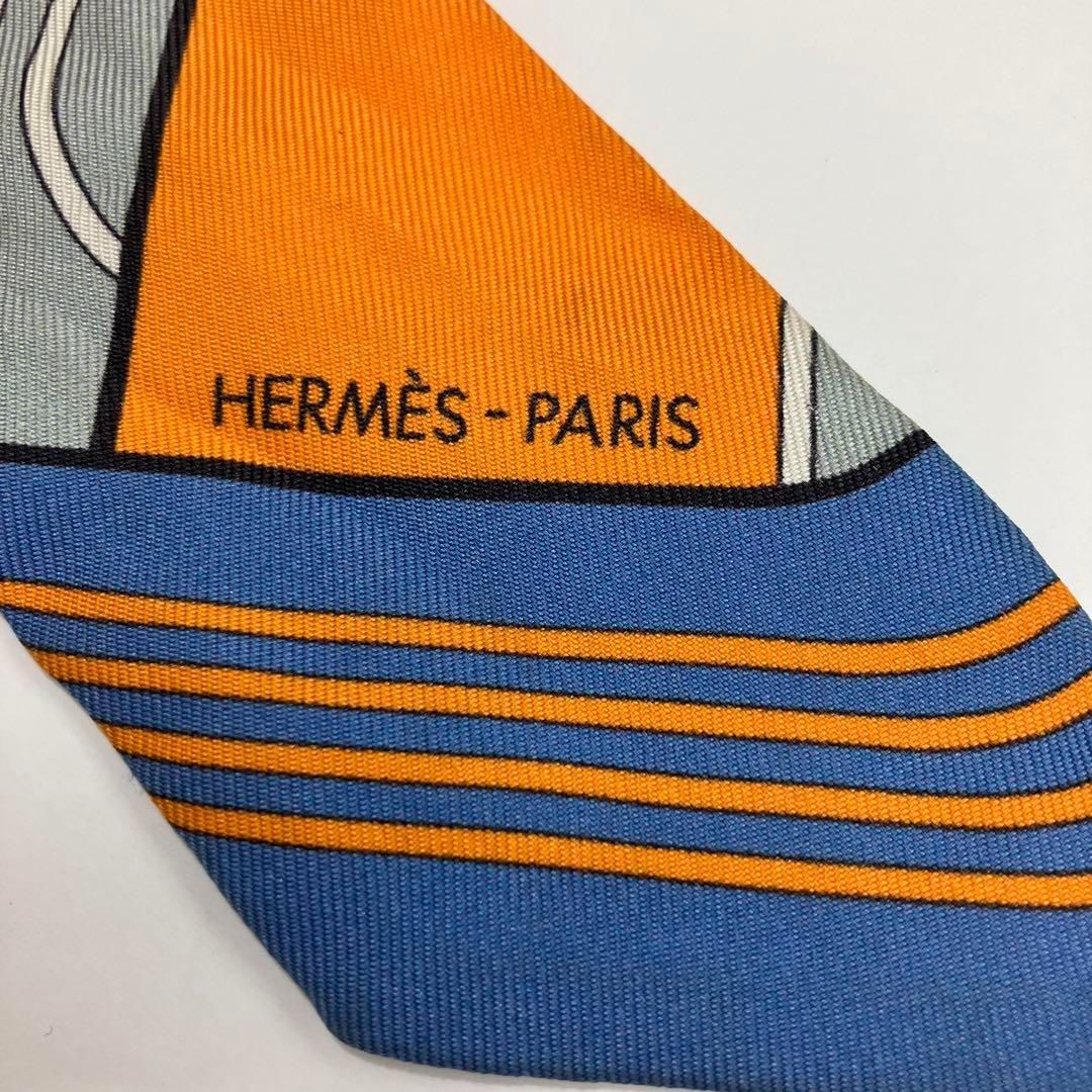 HERMES ツイリー　ネイビー　オレンジ 箱付 エルメス HERMES ツイリー ツイルトゥイリー スカーフ