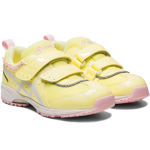 アシックス 女の子 子供靴 キッズ ジュニア スニーカー スクスク ティアラ FR 2 ベルクロ ローカット キラキラ フリル 1144A175-750 イエロー/ホワイト 運動靴 通園 通学 抗菌 消臭