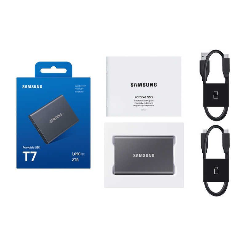 SAMSUNG 外付けSSD T7 2TB ポータブル型 グレー MU-PC2T0T-IT A