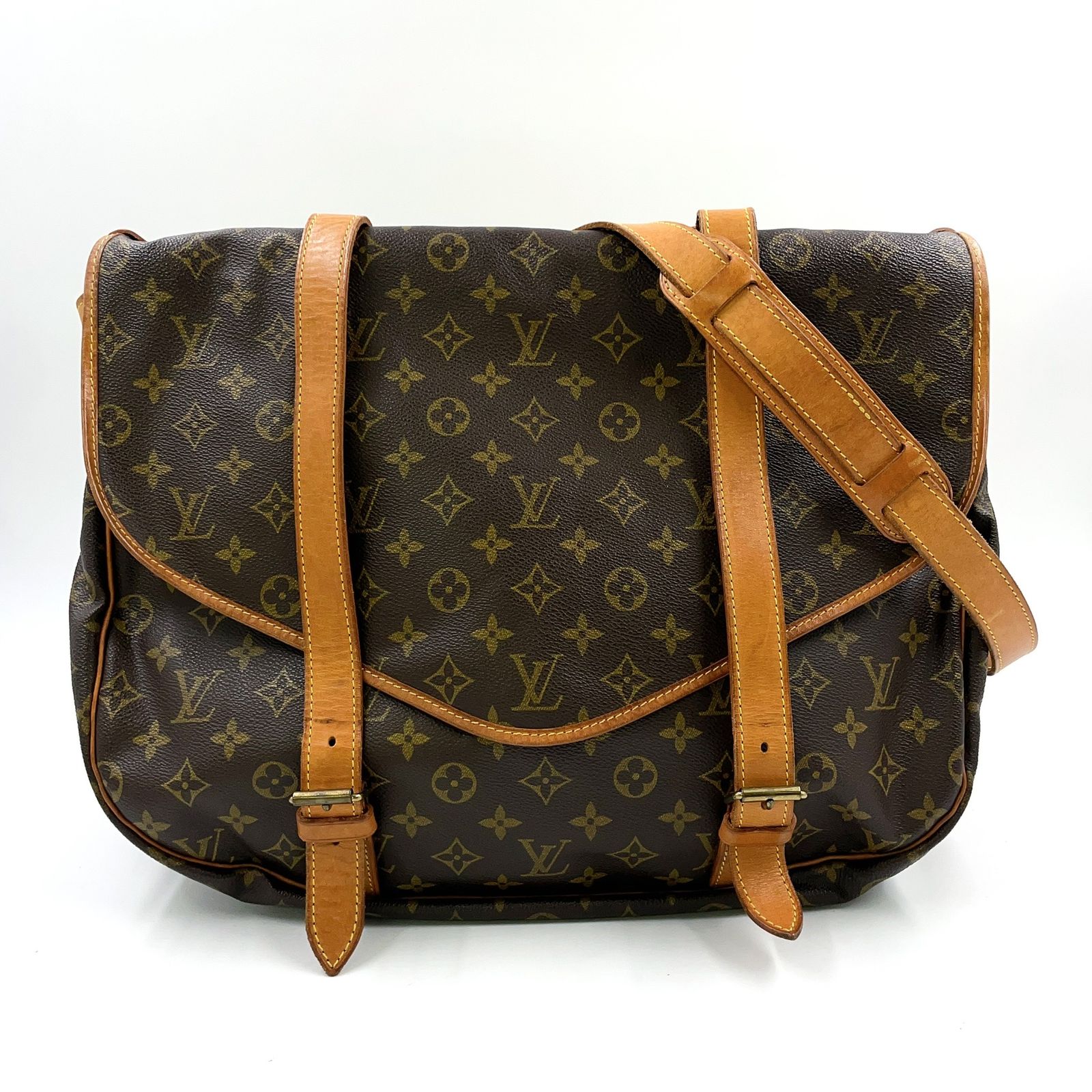 LOUIS VUITTON ソミュール43 モノグラム モノグラム レザー×PVC