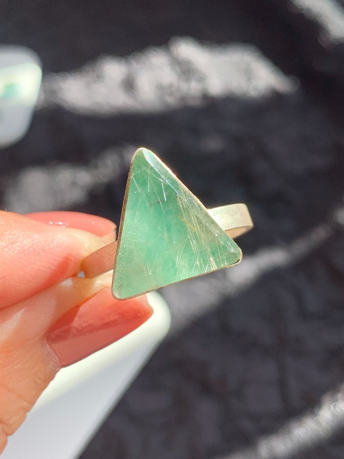 エメラルド×ルチルクォーツ ダブレット ストーン リング SV925シルバー