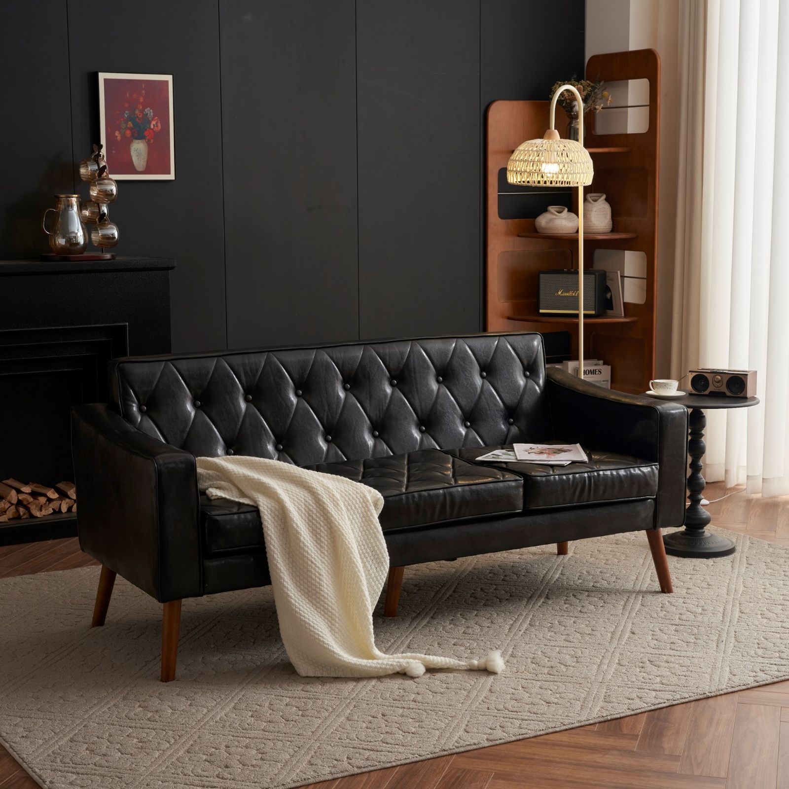 大セール】ソファー 3人掛カウチソファリビングソファ 肘付オットマン