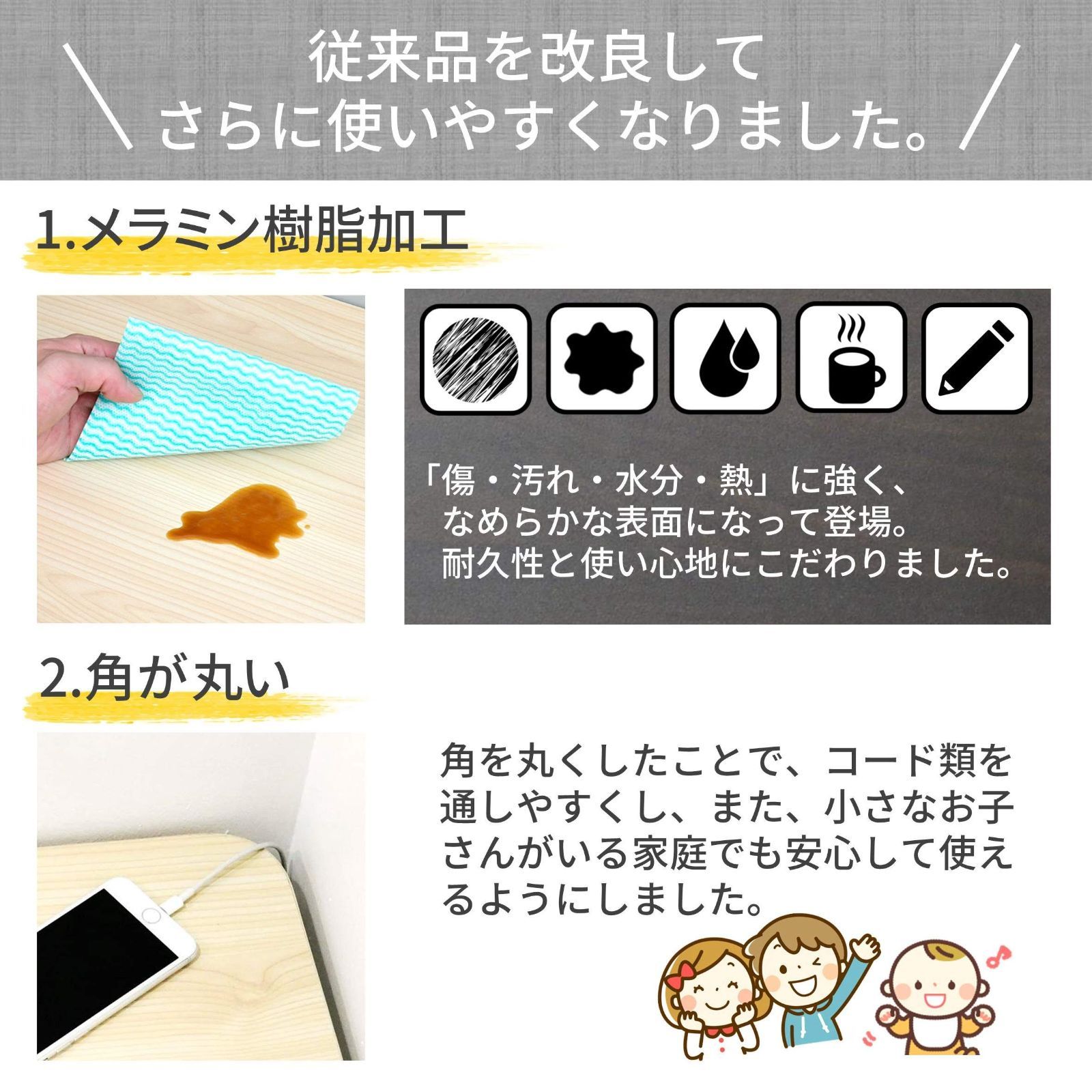 コンパクト 傷 汚れ 水分 熱に強い天板 メラミン加工 幅80×奥行40×高さ70cm なめらかな表面 角が丸い デスク アジャスター付き 完成品 折りたたみ アンティークアイボリー ホワイト RPST8040H AIV WH2 山善 YAMAZEN 在