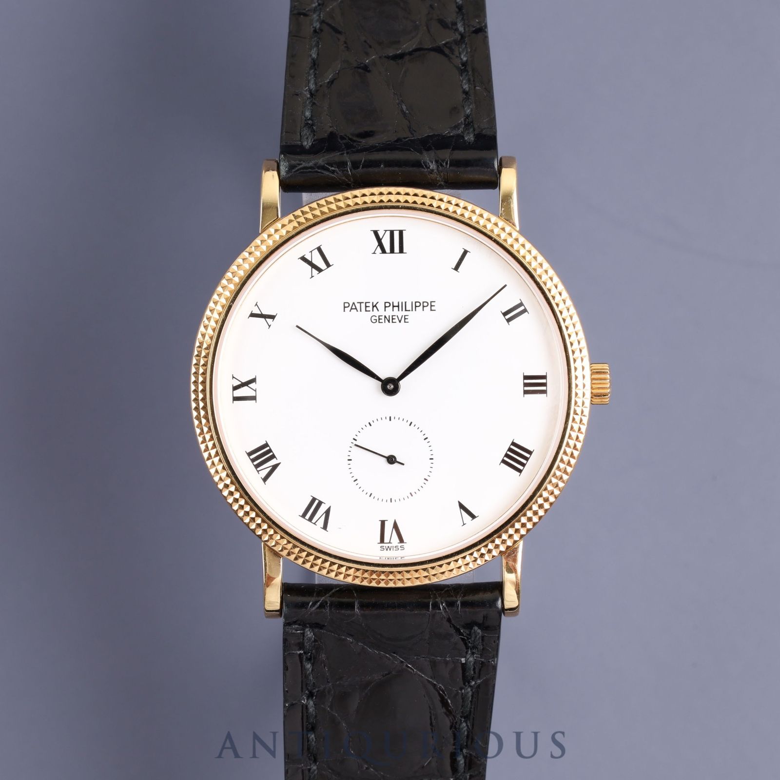 PATEK・PHILIPPE パテック・フィリップ CALATRAVA カラトラバ 3919J 手巻き Cal.215 YG 純正革ベルト 純正尾錠（750）シルバー文字盤 紙箱