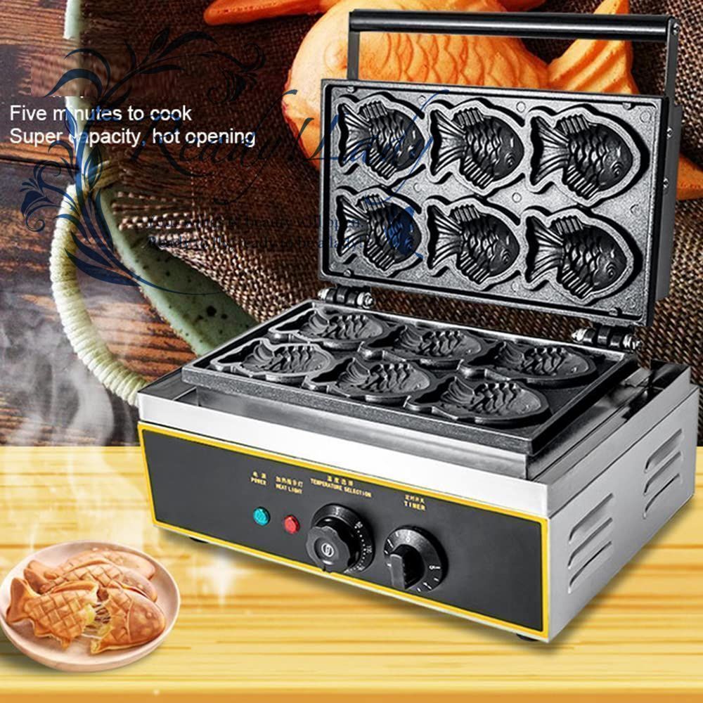 日本の魚の形をしたワッフルメーカー 商用電気ノンスティックたいやきワッフルマシン 電気ケーキパンパンメーカー