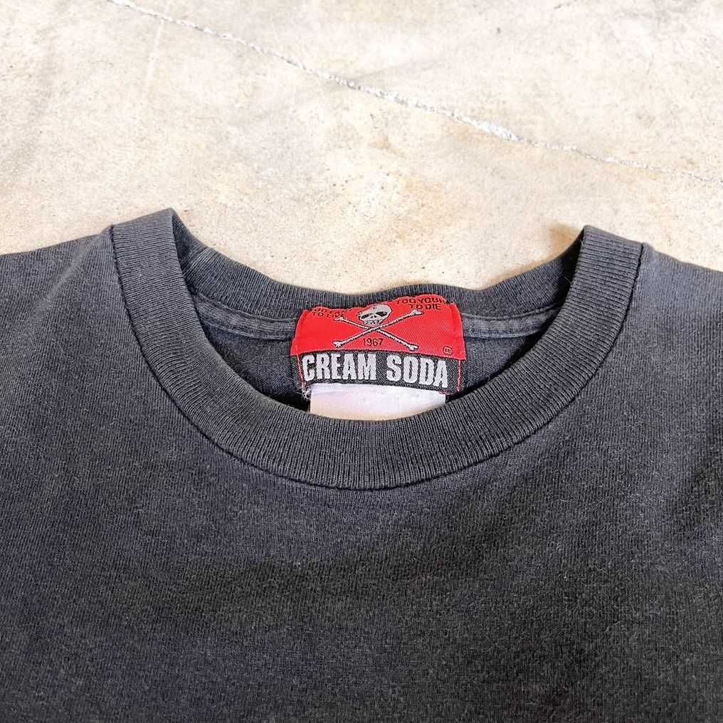 CREAM SODA クリームソーダ カーシブロゴTシャツ 半袖Tシャツ ブラック メンズM相当 ロゴ ロカビリー パンク ブラックキャッツ