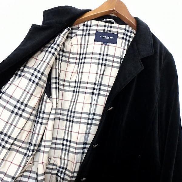 wnc バーバリー BURBERRY ジャケット 44 黒 ベロア ノバチェック