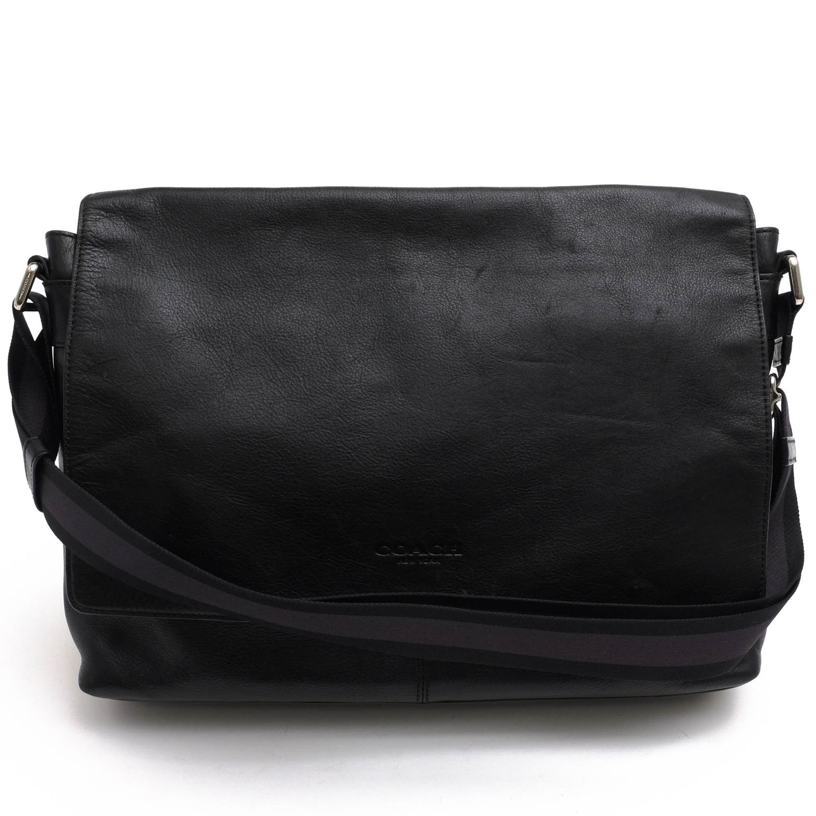 コーチ COACH バッグ ショルダーバッグ 鞄 メンズ 男性 男性用 レザー 革 本革 ブラック 黒 F71726 Sullivan Messenger In Smooth Leather サリバン フラップ式 シボ革 シュリンクレザー メッセンジャーバッ