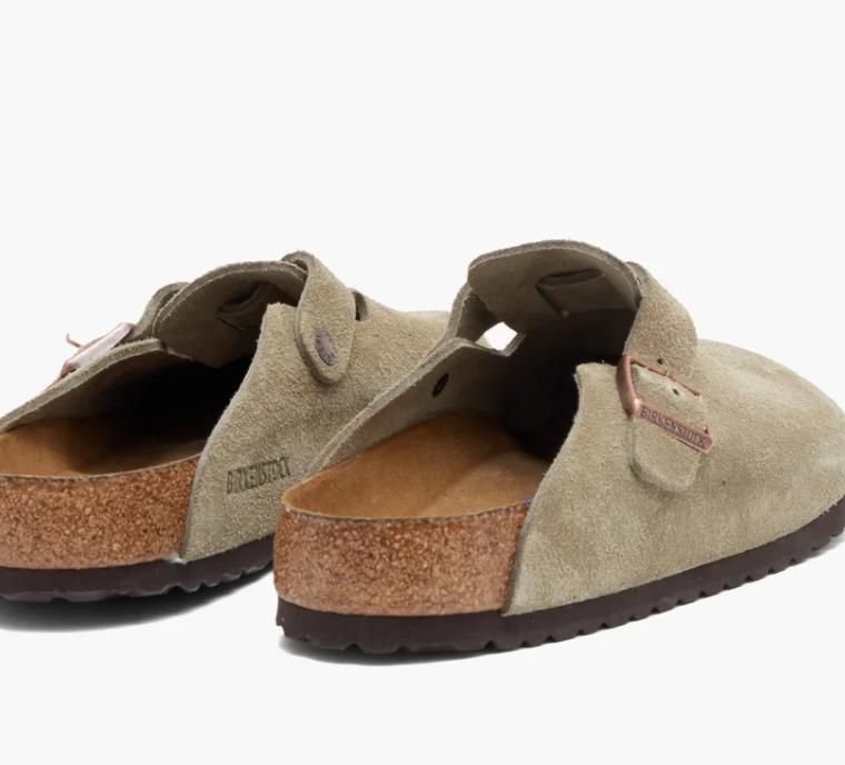 【偽物に注意‼️】BIRKENSTOCK BOSTON トープ 41 26.5 Boston Suede Embossed in Color Dotted Stone Coin