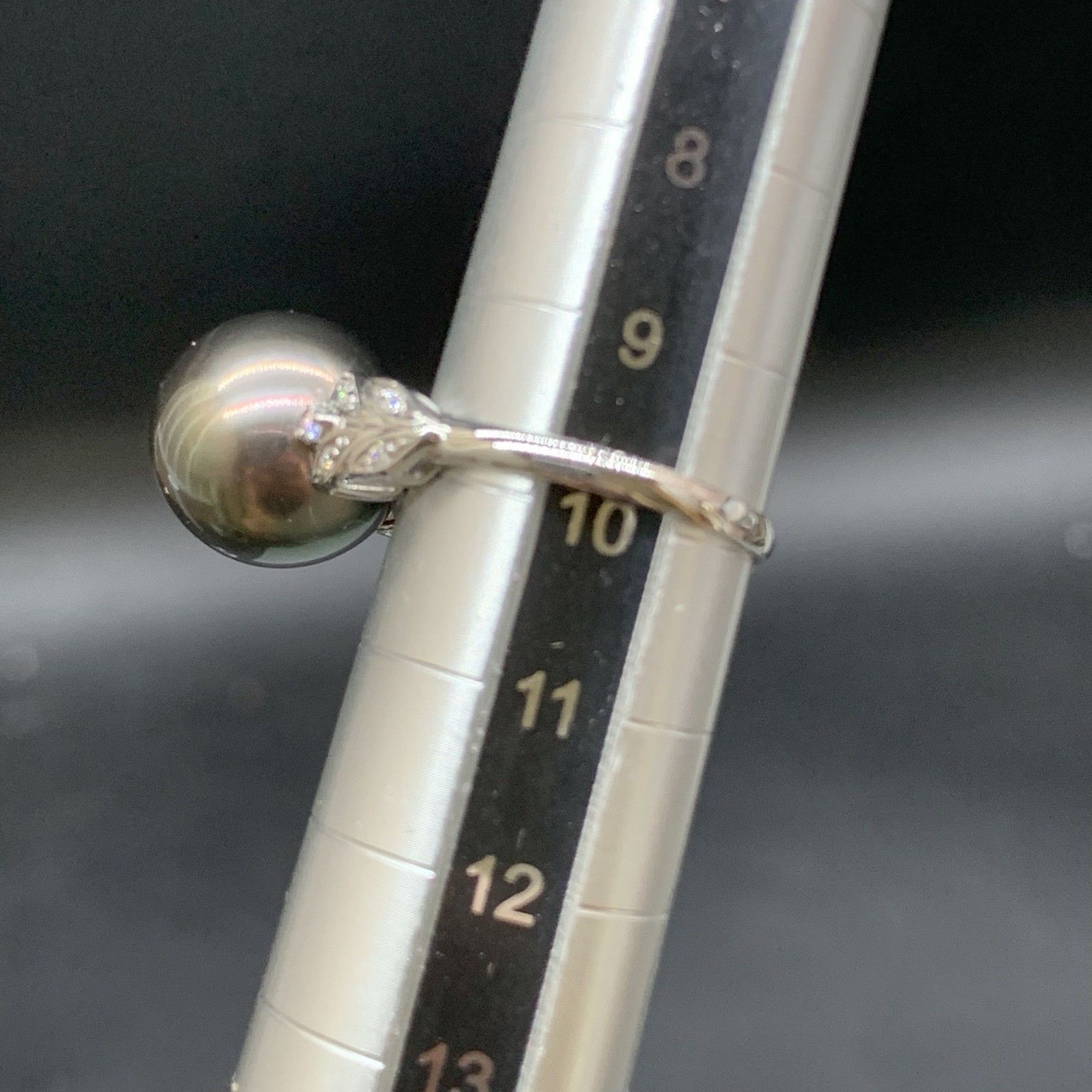 Pt900 プラチナリング 最高級大粒黒蝶真珠 約12㎜ 天然