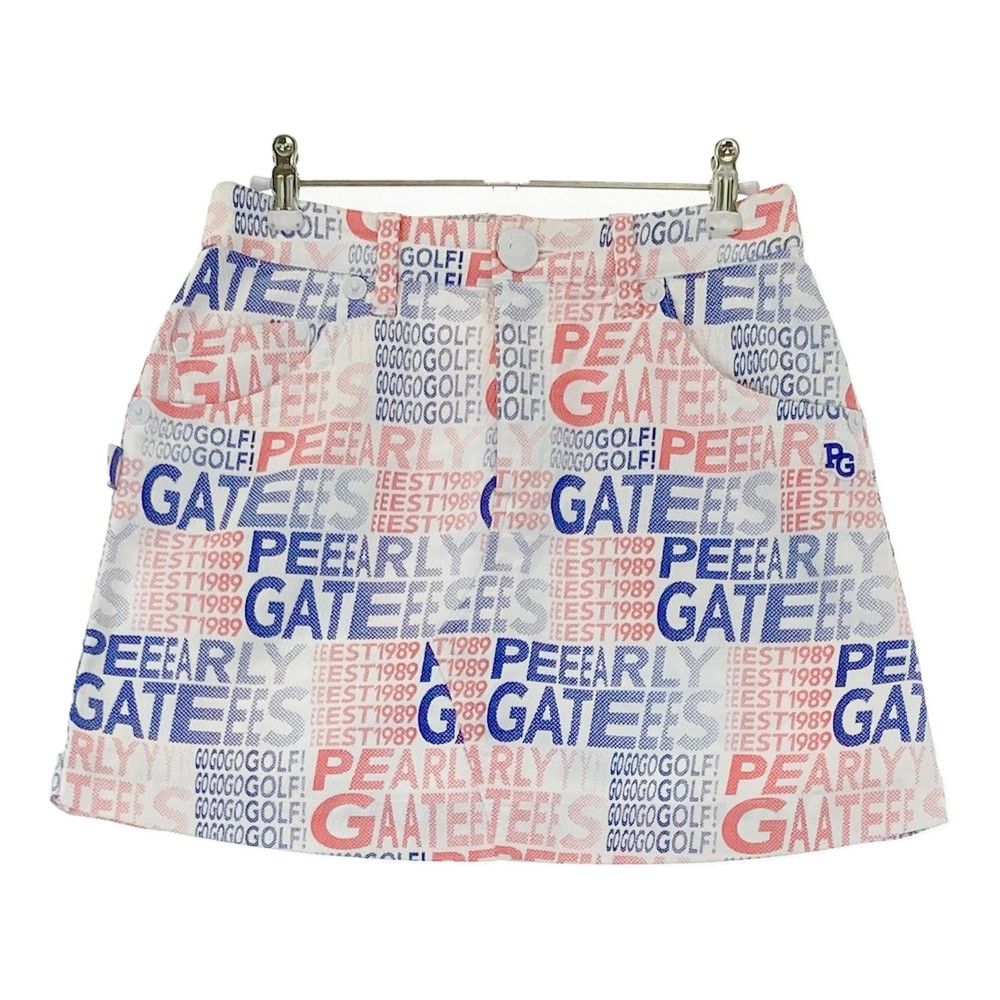 サイズ 1 PEARLY GATES パーリーゲイツ 2025年モデル ストレッチスカート ロゴ総柄 ホワイト系 240101449561 ゴルフウェア レディース ストスト