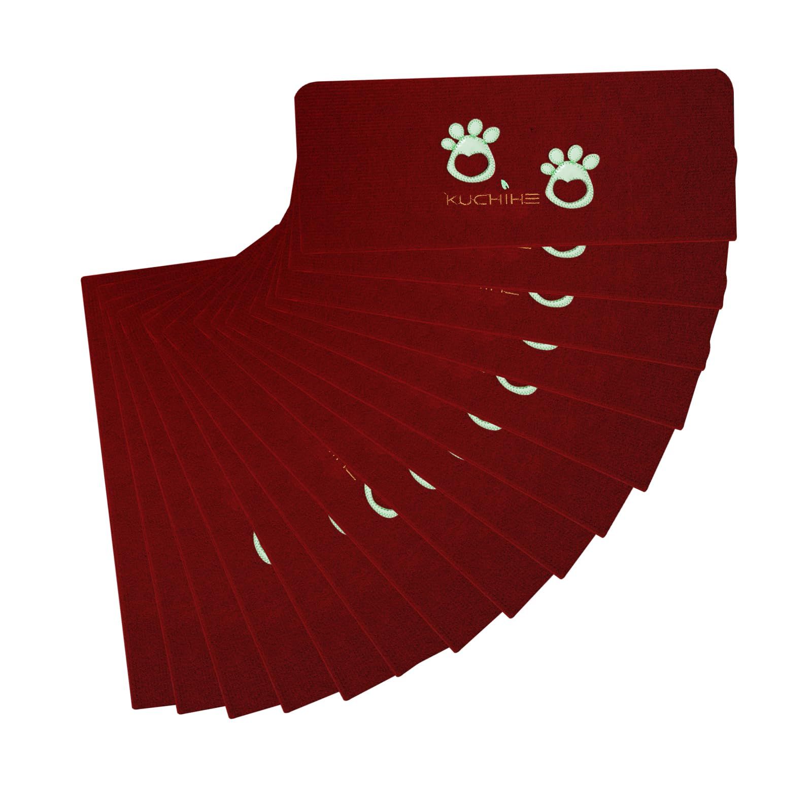 蛍光 約55x22cm 蛍光 キズ防止 15枚セット 洗える おしゃれ 防音 折り曲げ 吸着 滑り止め 階段滑り止めマット 騒音対策 猫 厚さ4.5mm 犬 滑り止めマット 55X22 cm 階段 階段マット red KUCHIHE