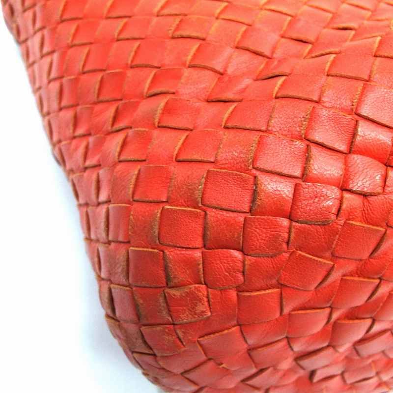 ボッテガべネタオレンジ レザー 編み込み トートバッグ
