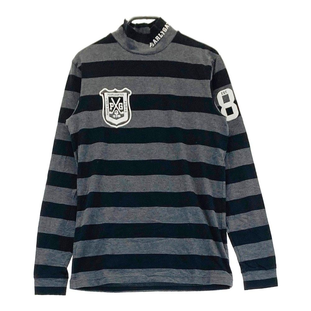 サイズ：4 PEARLY GATES パーリーゲイツ  ハイネック 長袖Tシャツ ボーダー柄 グレー系 [240101358083] ゴルフウェア メンズ ストスト PEARLY GATES(パーリーゲイツ) Tシャツ｜中古ゴルフウェア通販