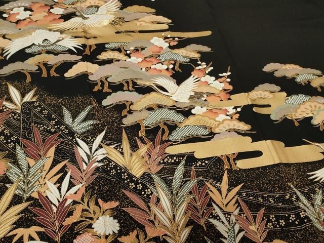 着物屋こころ□豪華黒留袖 作家物 雅光 手描き 風景花鳥文 暈し