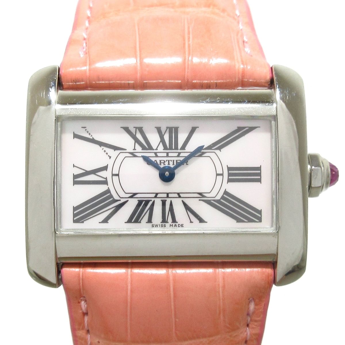 Cartier カルティエ 腕時計 タンクミニディヴァン W6301455 レディース SS|アリゲーターベルト|シェル文字盤 ピンクシェル