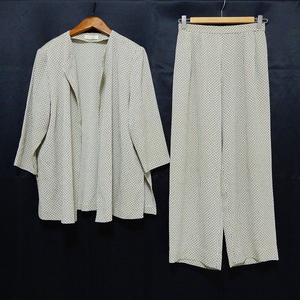 anc シセンドウ 詩仙堂 ヒトシタムラ セットアップ ツーピース ちりめん ワイド パンツ アイボリー 黒 六葉 レディース 967163